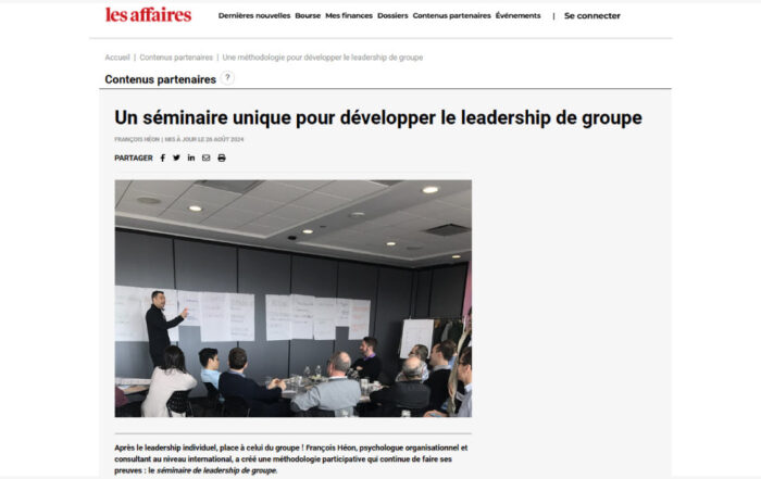 Séminaire unique pour développer le leadership de groupe - Les affaires